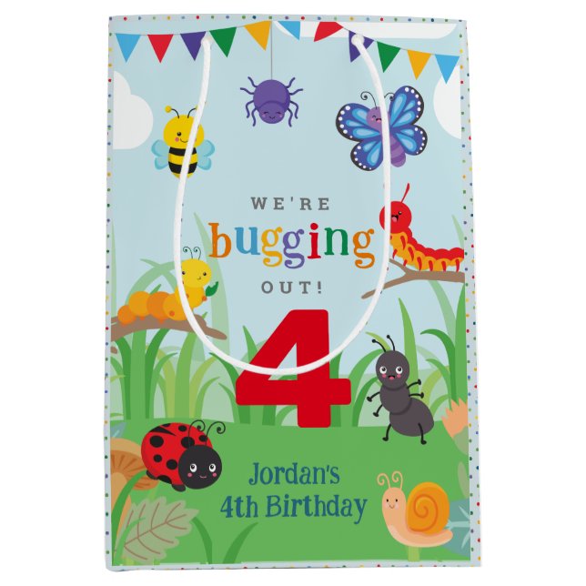 Bug Party Birthday  Medium Gift Bag (Front)