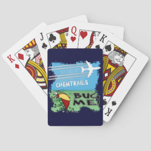 Bug running away from chemtrail plane playing cards
