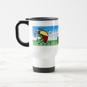 Bug running away from chemtrail plane travel mug