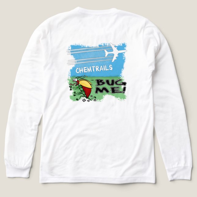 Bug running away from chemtrail plane Tri-Blend shirt (Design Back)