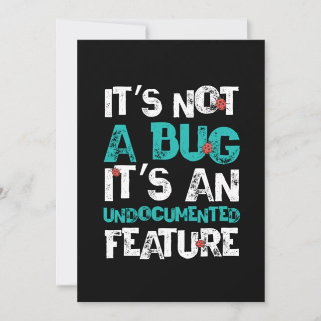 Bug Undocumented Feature Programmer Coder Gift Invitation (Front)
