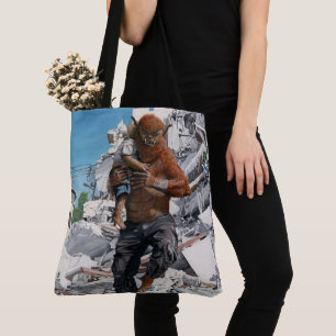 Bugbear Hero Rescuing Child Fantasy Graphic Tote Bag