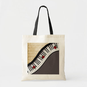 Buget Tote- Piano Keys, Black handle Tote Bag
