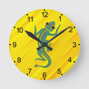 Buggi Green Lizard Artistic Clipart-27847 Round Clock