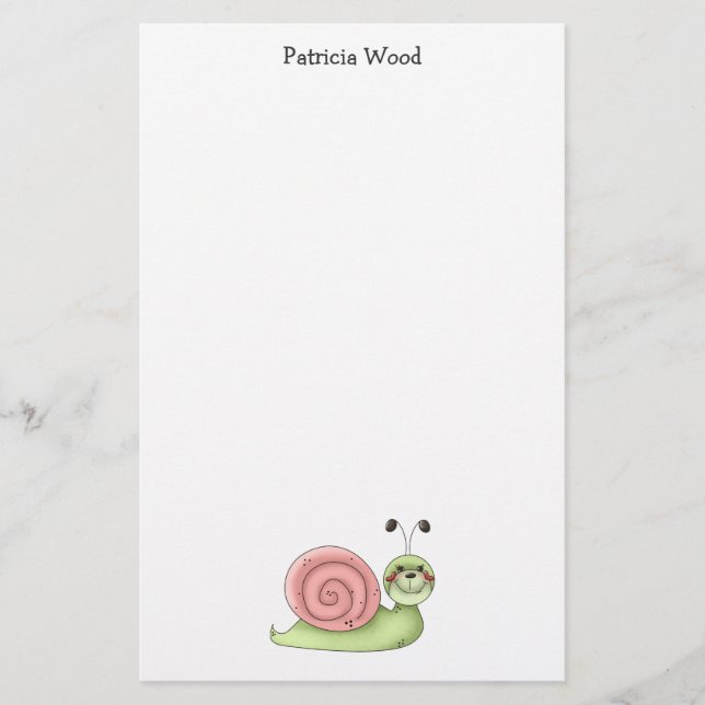 Buggin' You · Green & Pink Snail Stationery (Front)