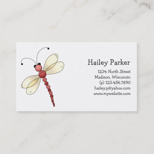 Buggin' You Too · Red Dragonfly Business Card (Front)