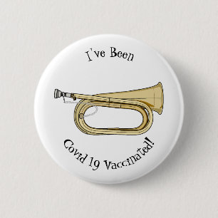 Bugle cartoon illustration 6 cm round badge