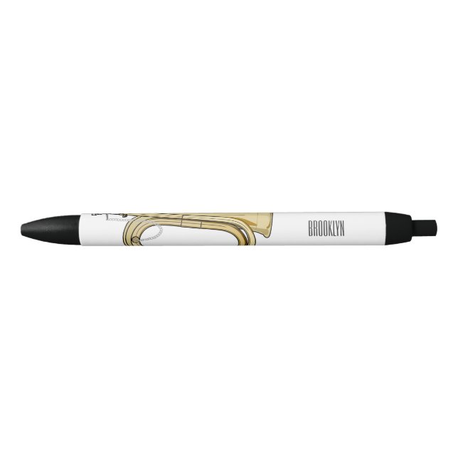 Bugle cartoon illustration  black ink pen (Front)