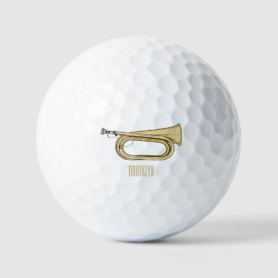 Bugle cartoon illustration golf balls