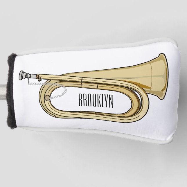 Bugle cartoon illustration  golf head cover (Front)