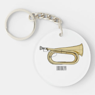 Bugle cartoon illustration  key ring