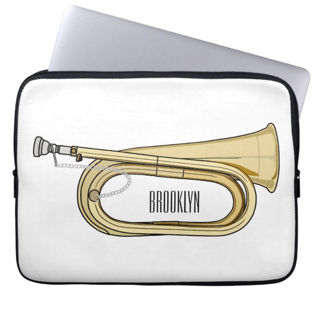 Bugle cartoon illustration  laptop sleeve (Front)