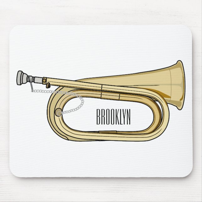 Bugle cartoon illustration  mouse pad (Front)