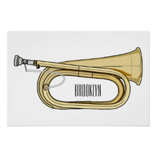 Bugle cartoon illustration poster