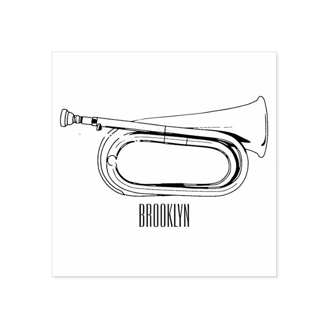 Bugle cartoon illustration rubber stamp (Imprint)