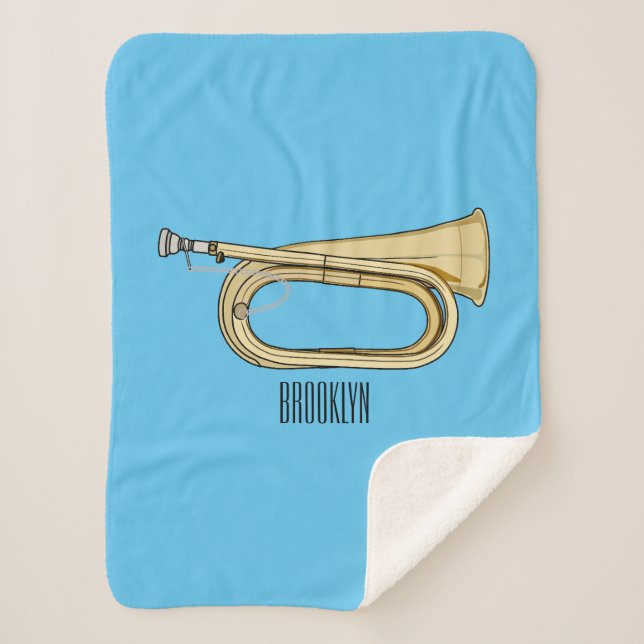 Bugle cartoon illustration sherpa blanket (Front)