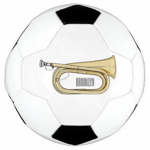 Bugle cartoon illustration soccer ball