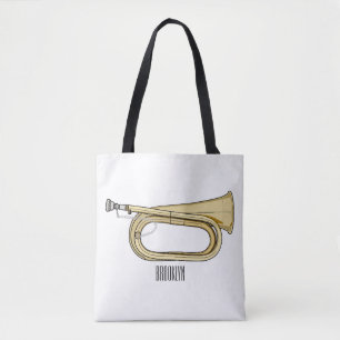 Bugle cartoon illustration tote bag