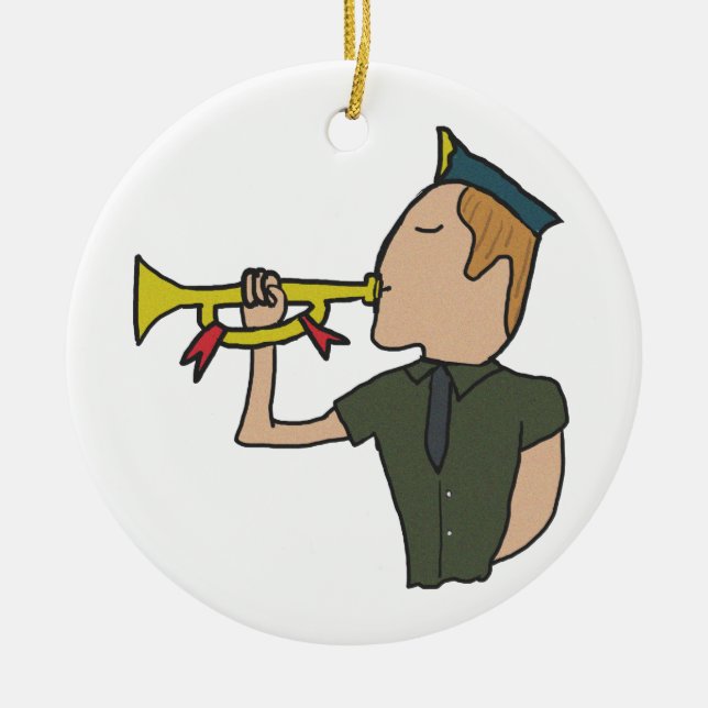 Bugle Ceramic Tree Decoration (Front)