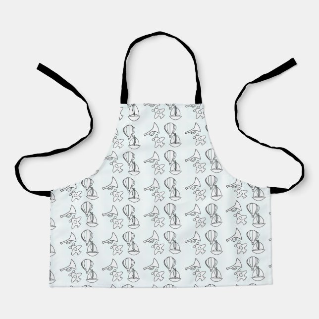 Bugle Plane Boat Air Balloon Kids  Apron (Front)