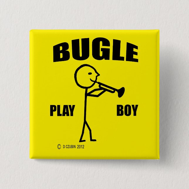 Bugle Play Boy 15 Cm Square Badge (Front)