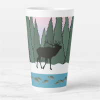 Bugling Bull Elk and Fish Latte mug