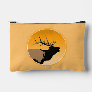 Bugling Bull Elk at Sunset Original Wildlife Art Accessory Pouch