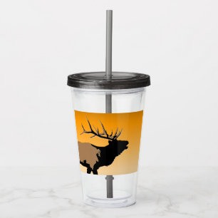 Bugling Bull Elk at Sunset Original Wildlife Art Acrylic Tumbler