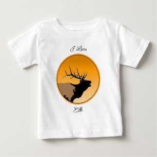 Bugling Bull Elk at Sunset Original Wildlife Art Baby T-Shirt