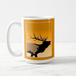 Bugling Bull Elk at Sunset Original Wildlife Art Coffee Mug