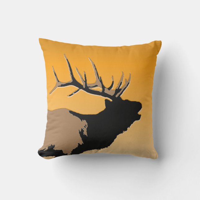 Bugling Bull Elk at Sunset Original Wildlife Art Cushion (Front)