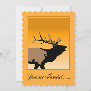 Bugling Bull Elk at Sunset Original Wildlife Art Invitation