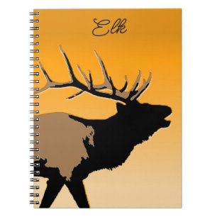 Bugling Bull Elk at Sunset Original Wildlife Art Notebook
