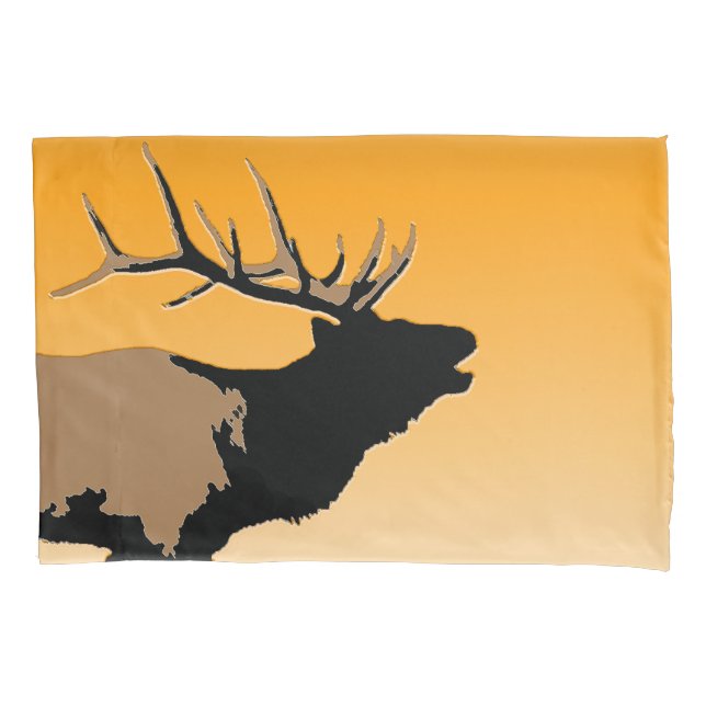 Bugling Bull Elk at Sunset Original Wildlife Art Pillowcase (Front)