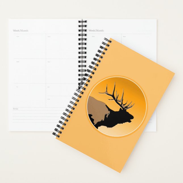 Bugling Bull Elk at Sunset Original Wildlife Art Planner (Display)