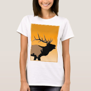 Bugling Bull Elk at Sunset Original Wildlife Art T-Shirt