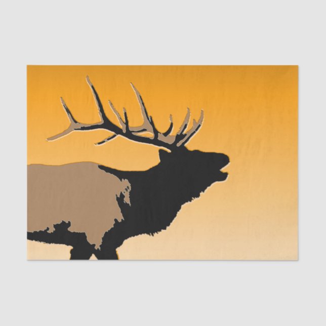 Bugling Bull Elk at Sunset Original Wildlife Art Tissue Paper (Front)
