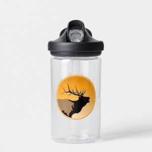 Bugling Bull Elk at Sunset Original Wildlife Art Water Bottle