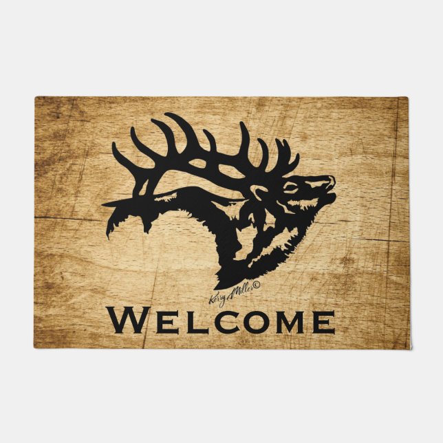 Bugling Bull Elk Doormat (Front)