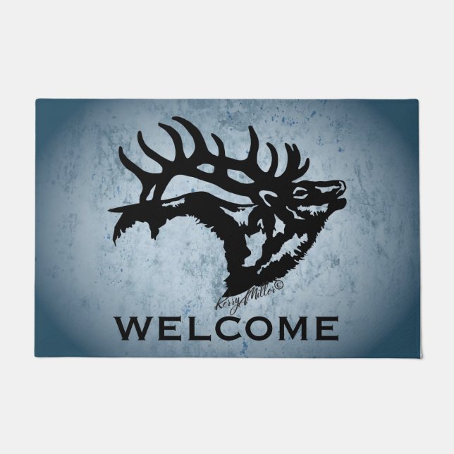 Bugling Bull Elk Doormat (Front)