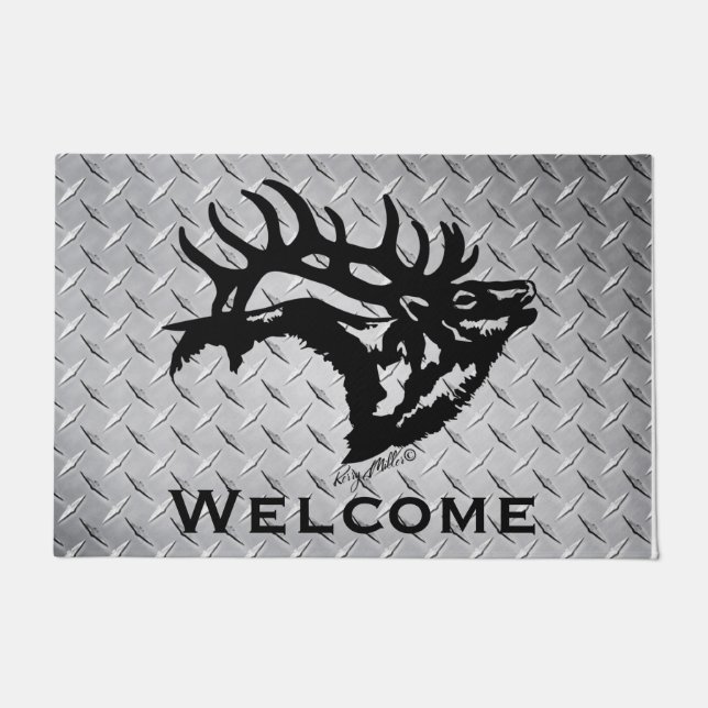 Bugling Bull Elk Doormat (Front)