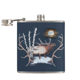 Bugling Bull Elk Hip Flask