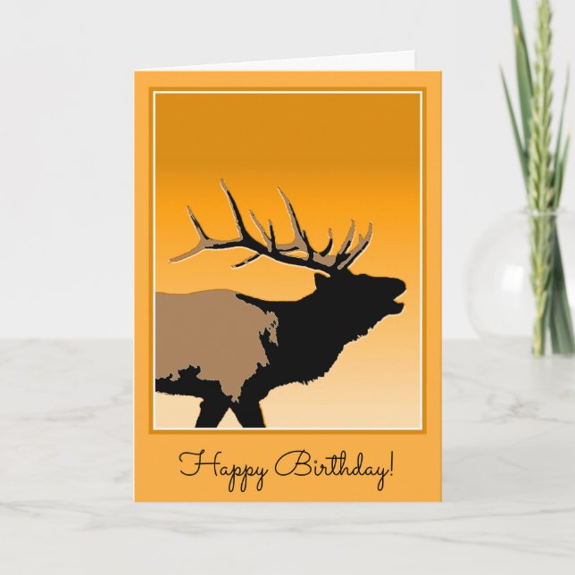 Bugling Elk at Sunset  - Original Wildlife Art Card (Front)