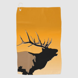 Bugling Elk at Sunset  - Original Wildlife Art Golf Towel