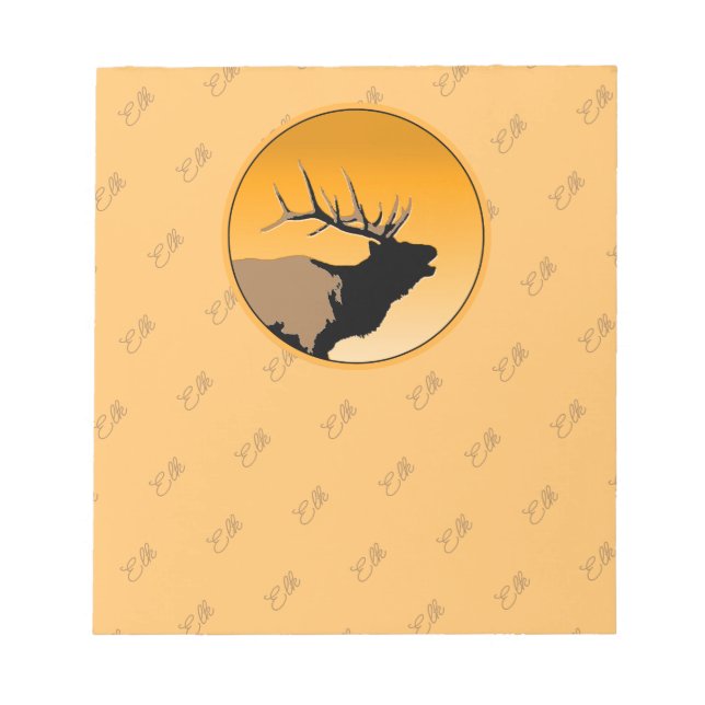 Bugling Elk at Sunset  - Original Wildlife Art Notepad (Front)