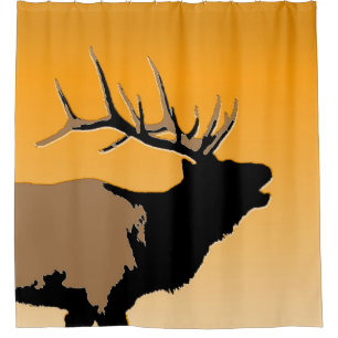 Bugling Elk at Sunset - Original Wildlife Art Shower Curtain