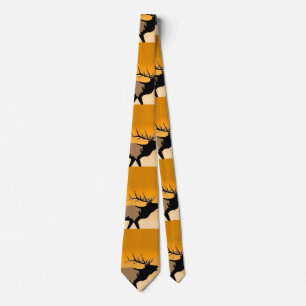 Bugling Elk at Sunset  - Original Wildlife Art Tie