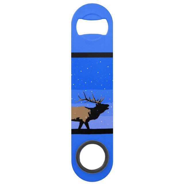 Bugling Elk in Winter  - Original Wildlife Art (Back)