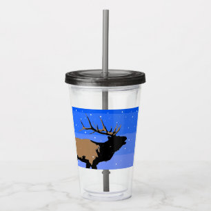 Bugling Elk in Winter - Original Wildlife Art Acrylic Tumbler