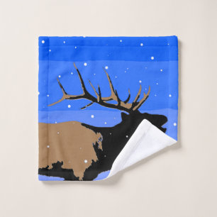 Bugling Elk in Winter  - Original Wildlife Art Bath Towel Set